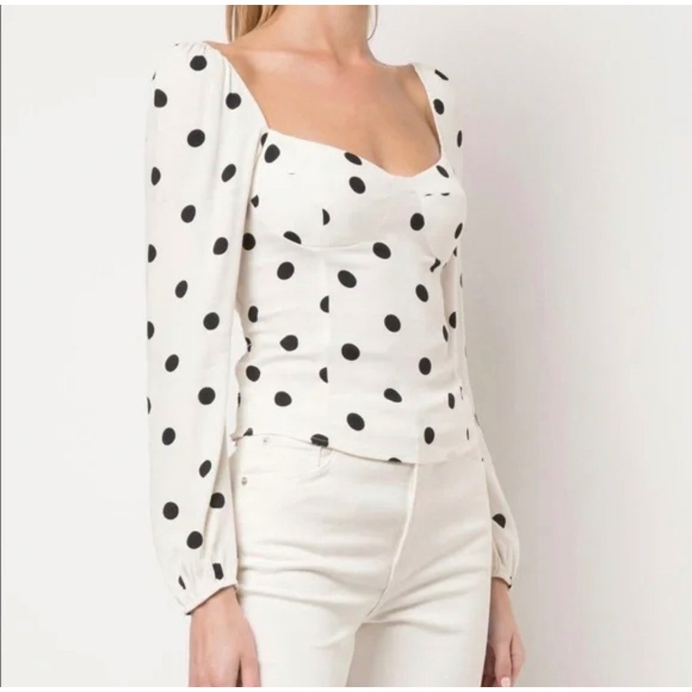 Reformation Womens Retro Polka Dot Sweetheart Bustier Romantic Reign Top Size 6
